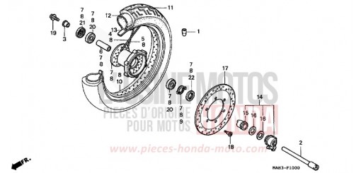 ROUE AVANT VT1100C2X de 1999